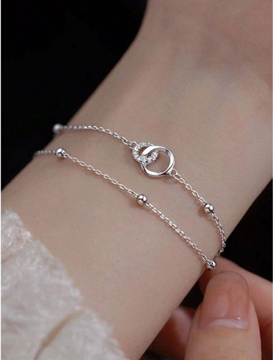 "ELEGANT DUO STERLING SILVER BRACELET - TIMELESS & UNIQUE DESIGN"