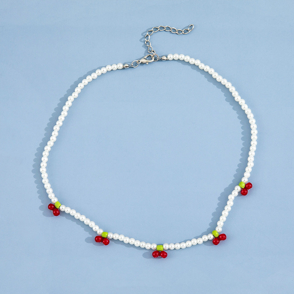 HANDMADE CHERRY BEAD NECKLACE – CUTE & ELEGANT DAILY WEAR