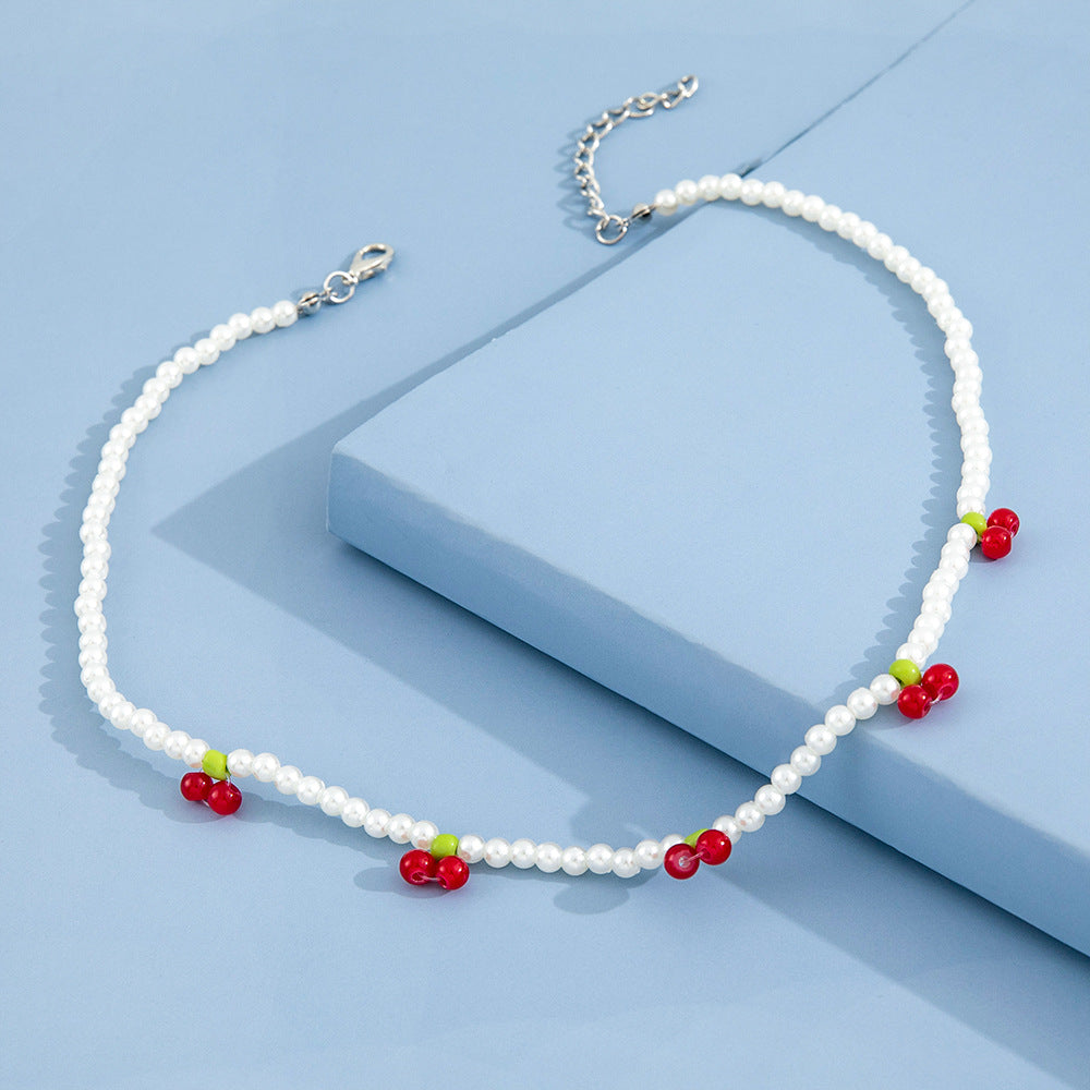 HANDMADE CHERRY BEAD NECKLACE – CUTE & ELEGANT DAILY WEAR