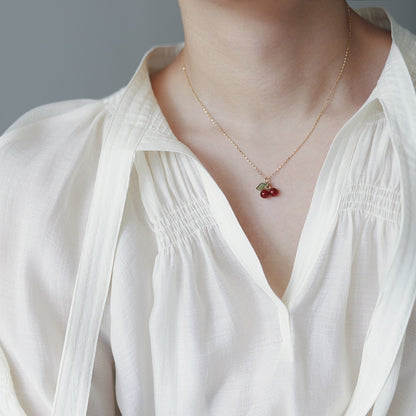 LUXE CHERRY PENDANT NECKLACE – PERFECT FOR DAILY GLAM