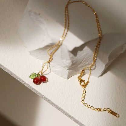 LUXE CHERRY PENDANT NECKLACE – PERFECT FOR DAILY GLAM