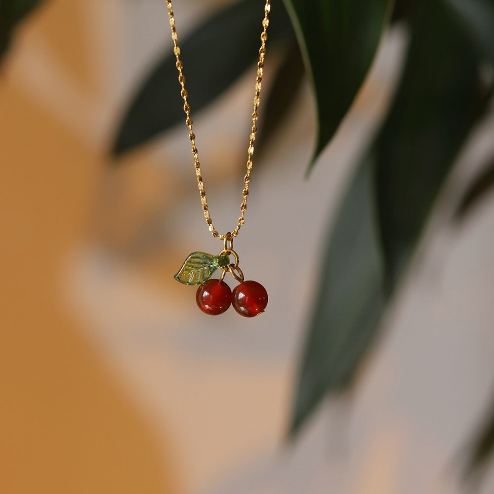 LUXE CHERRY PENDANT NECKLACE – PERFECT FOR DAILY GLAM