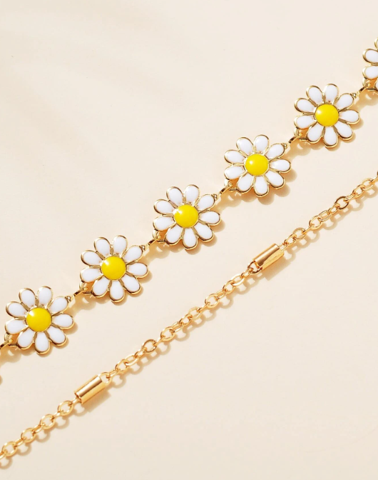 YELLOW FLOWER LAYERED BRACELET