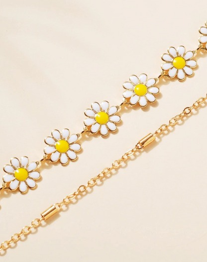 YELLOW FLOWER LAYERED BRACELET